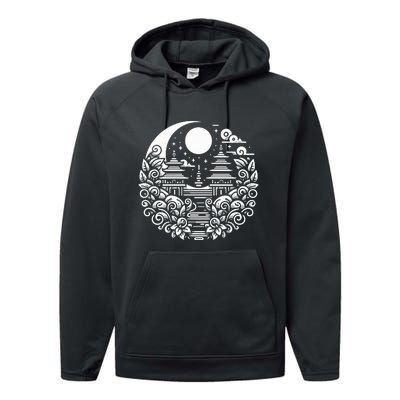 Line Art Bali Culture Performance Fleece Hoodie