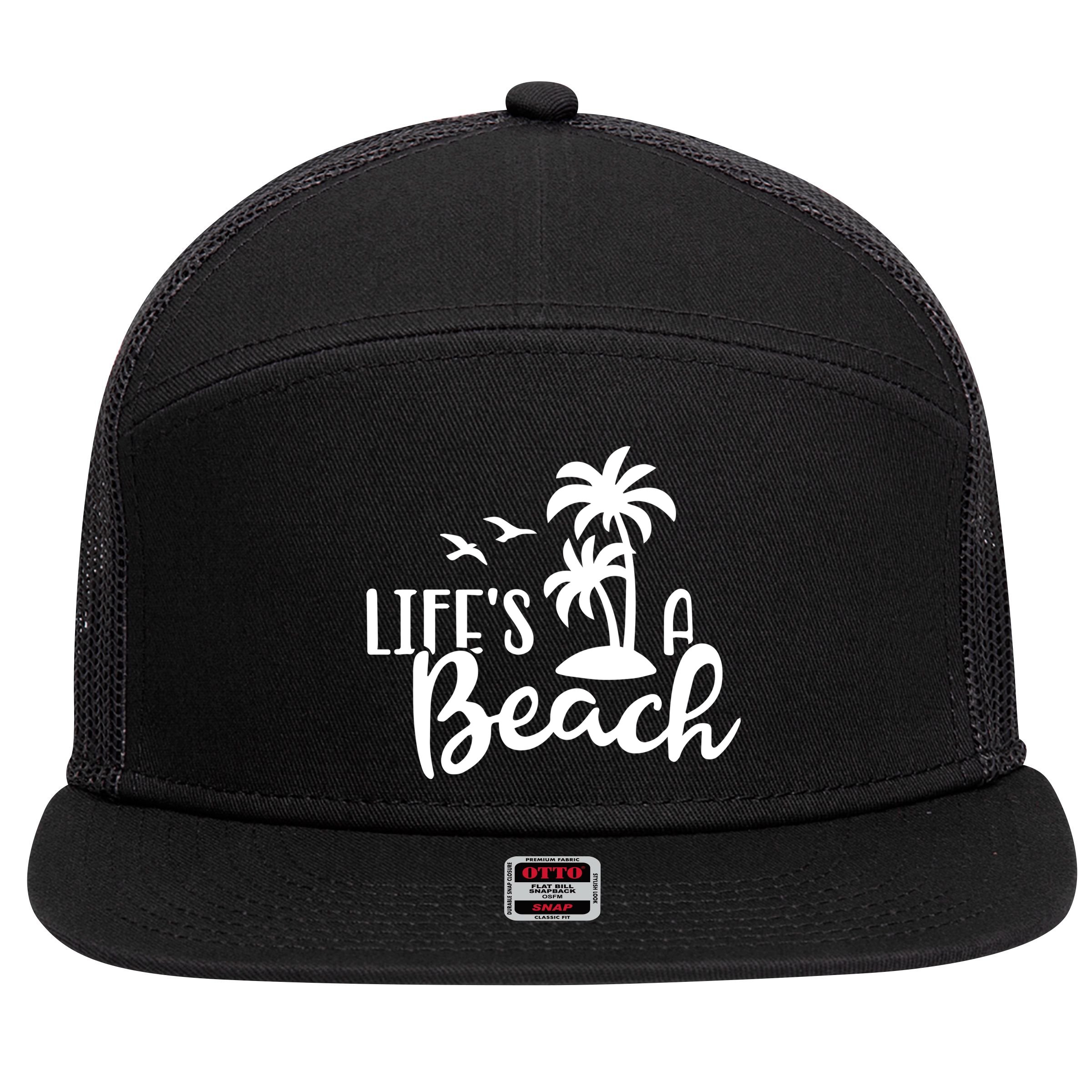 Life's A Beach Tropical 7 Panel Mesh Trucker Snapback Hat