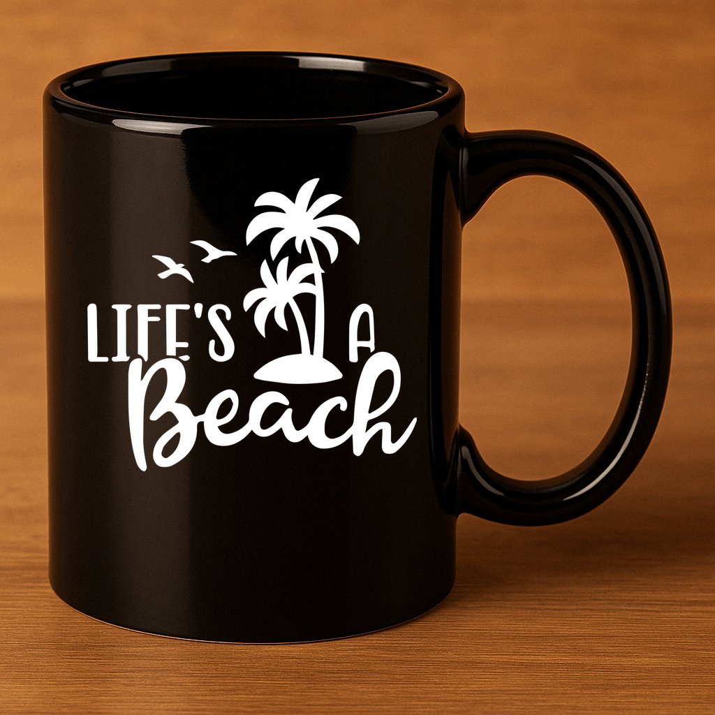 Life's A Beach Tropical 11oz C Handle Ceramic Mug