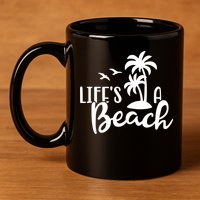Life's A Beach Tropical 11oz C Handle Ceramic Mug