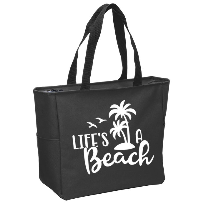 Life's A Beach Tropical Zip Tote Bag