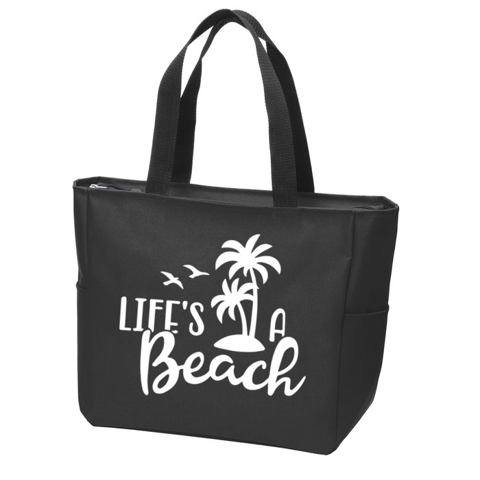 Life's A Beach Tropical Zip Tote Bag
