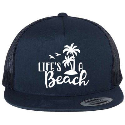 Life's A Beach Tropical Flat Bill Trucker Hat