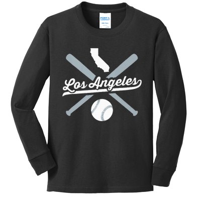 Los Angeles Baseball California Pride Love City Kids Long Sleeve Shirt