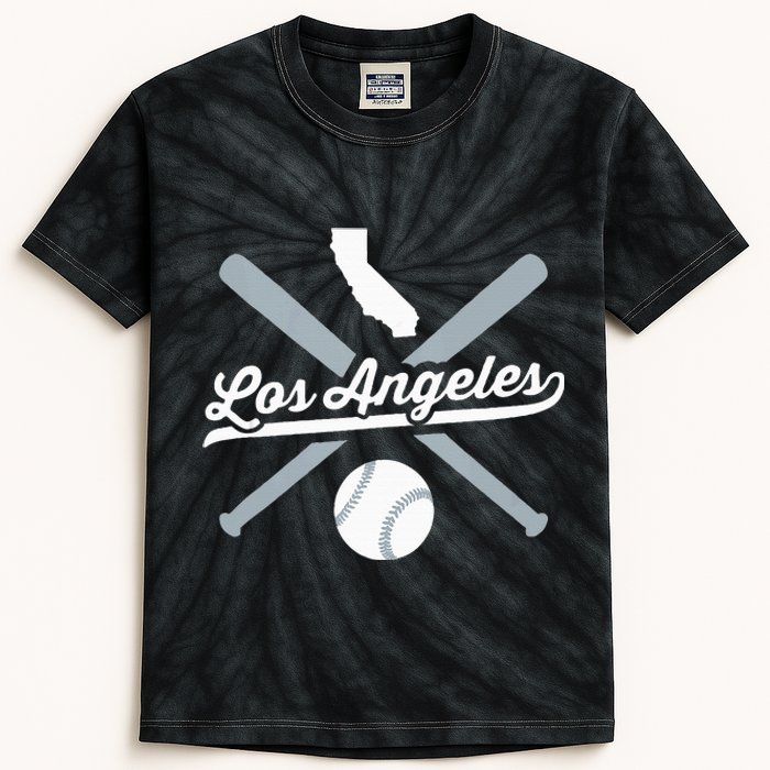 Los Angeles Baseball California Pride Love City Kids Tie-Dye T-Shirt