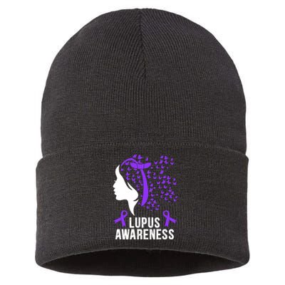 Lupus Awareness Butterfly Wear Purple Autoimmune Disease Lupus Fighter Sustainable Knit Beanie