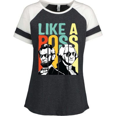 Like A Boss Presidents Day Washington Lincoln Abe George Enza Ladies Jersey Colorblock Tee