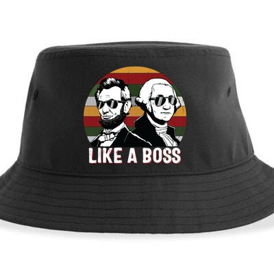 Like A Boss Presidents Day Washington Lincoln Abe George Sustainable Bucket Hat
