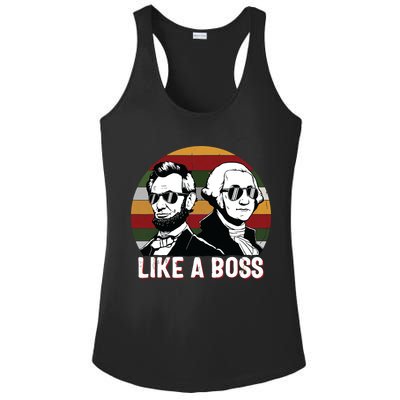 Like A Boss Presidents Day Washington Lincoln Abe George Ladies PosiCharge Competitor Racerback Tank