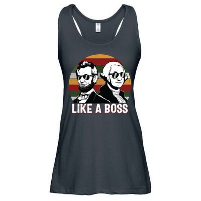 Like A Boss Presidents Day Washington Lincoln Abe George Ladies Essential Flowy Tank