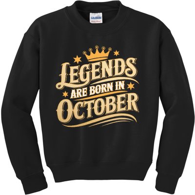 Legends Are Born October Crown And Stars Birthday Kids Sweatshirt