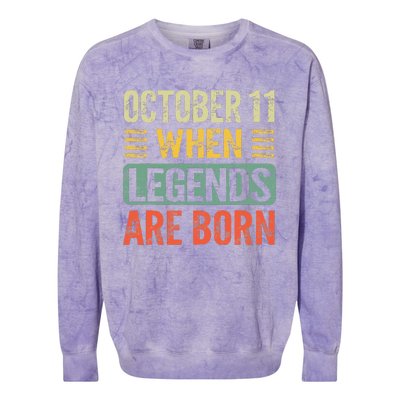 Legends Are Born On October 11th Birthday Colorblast Crewneck Sweatshirt