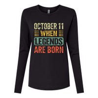 Legends Are Born On October 11th Birthday Womens Cotton Relaxed Long Sleeve T-Shirt