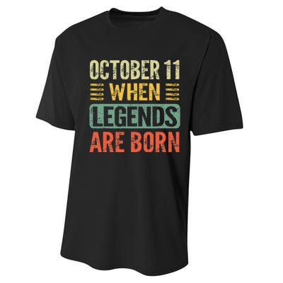 Legends Are Born On October 11th Birthday Performance Sprint T-Shirt