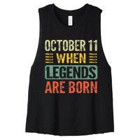 Legends Are Born On October 11th Birthday Women's Racerback Cropped Tank