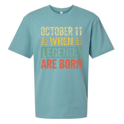 Legends Are Born On October 11th Birthday Sueded Cloud Jersey T-Shirt