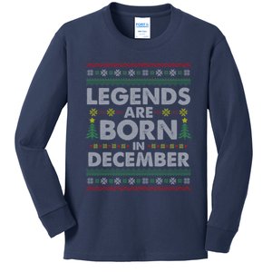 Legends Are Born In December Ugly Christmas Kids Long Sleeve Shirt