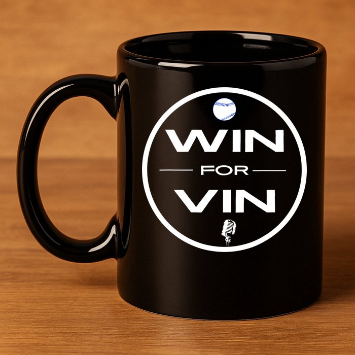 Los Angeles Baseball Win For Vin Microphone 11oz C Handle Ceramic Mug