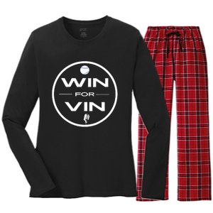 Los Angeles Baseball Win For Vin Microphone Women's Long Sleeve Flannel Pajama Set 