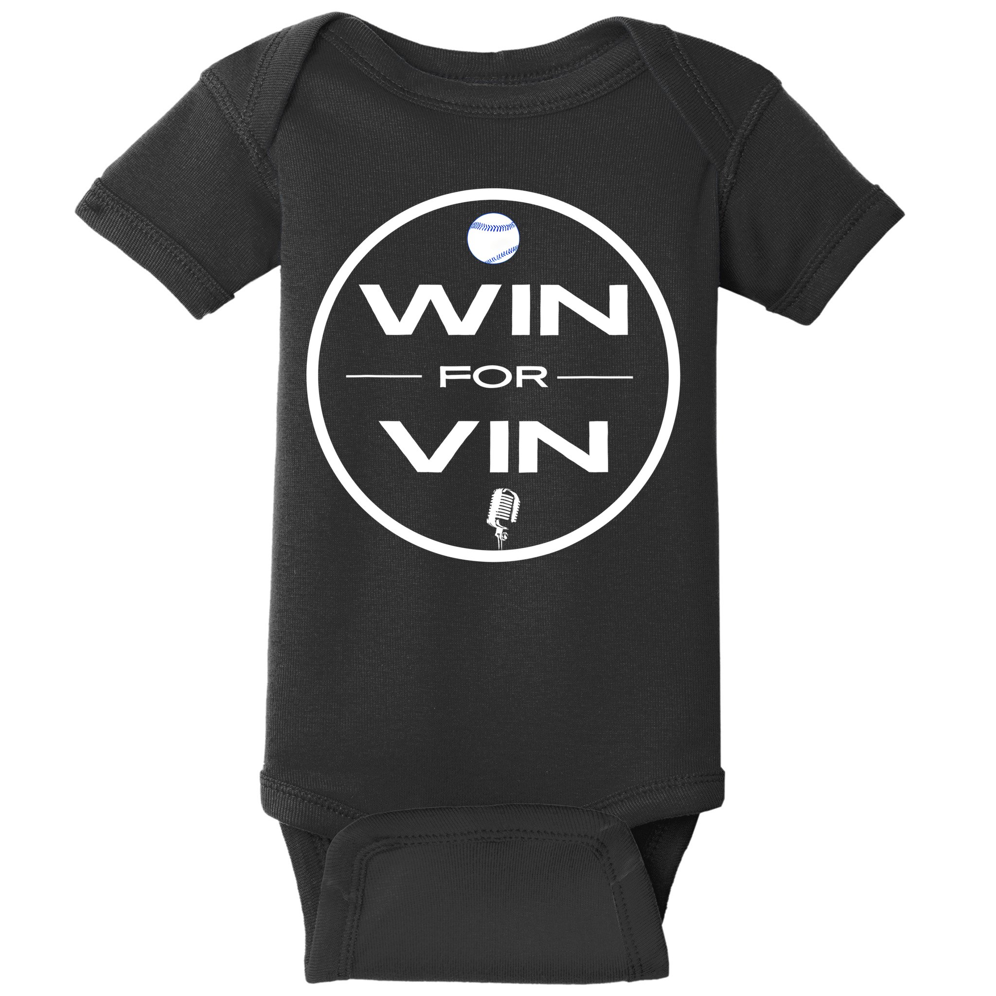 Los Angeles Baseball Win For Vin Microphone Baby Bodysuit