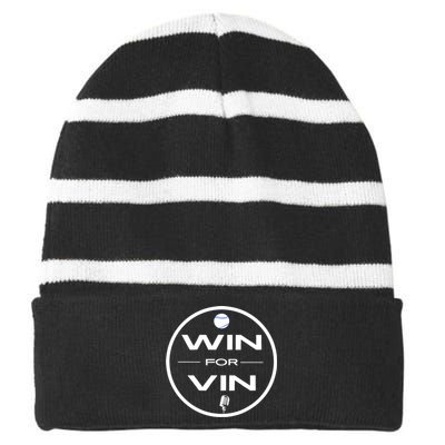 Los Angeles Baseball Win For Vin Microphone Striped Beanie with Solid Band