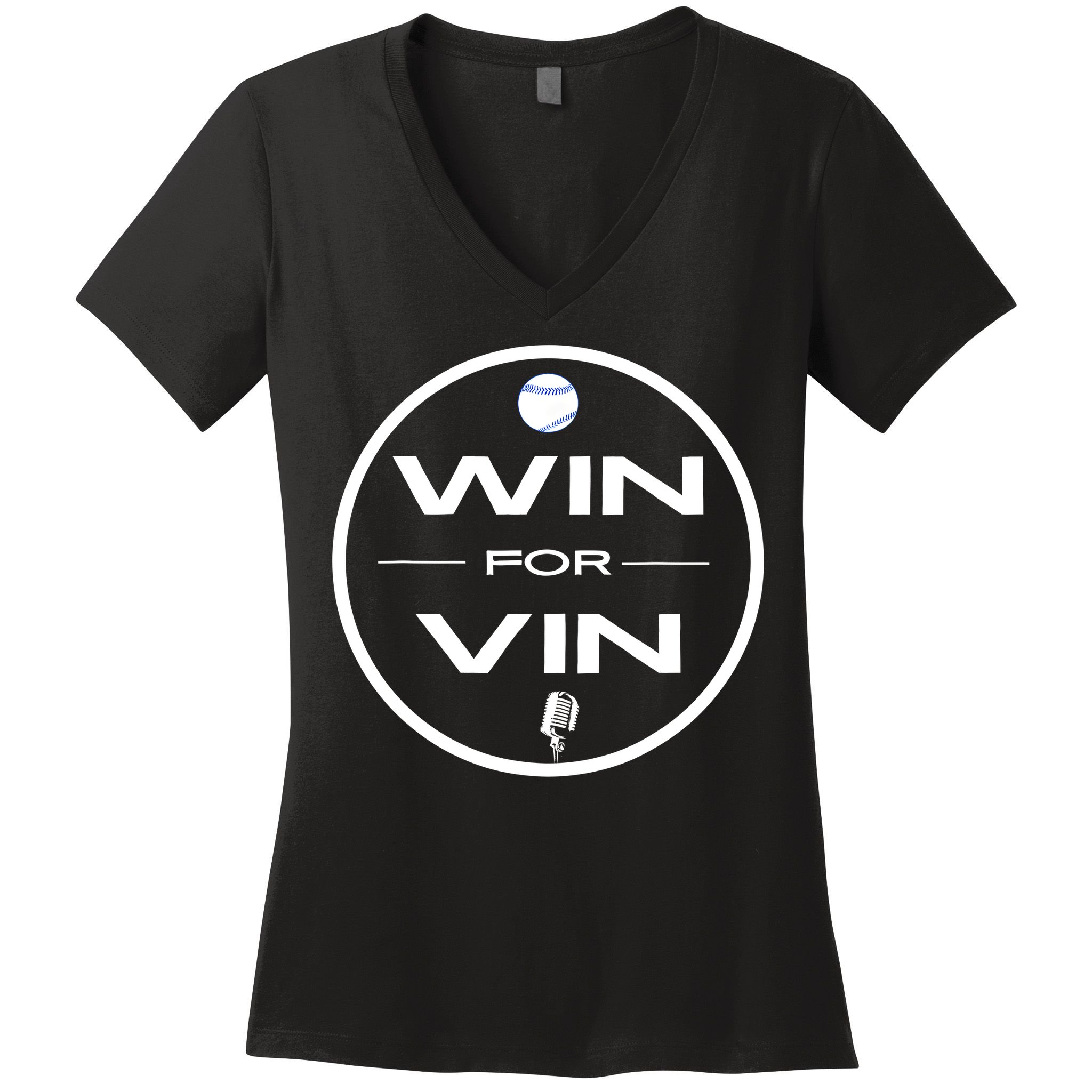 Los Angeles Baseball Win For Vin Microphone Women's V-Neck T-Shirt
