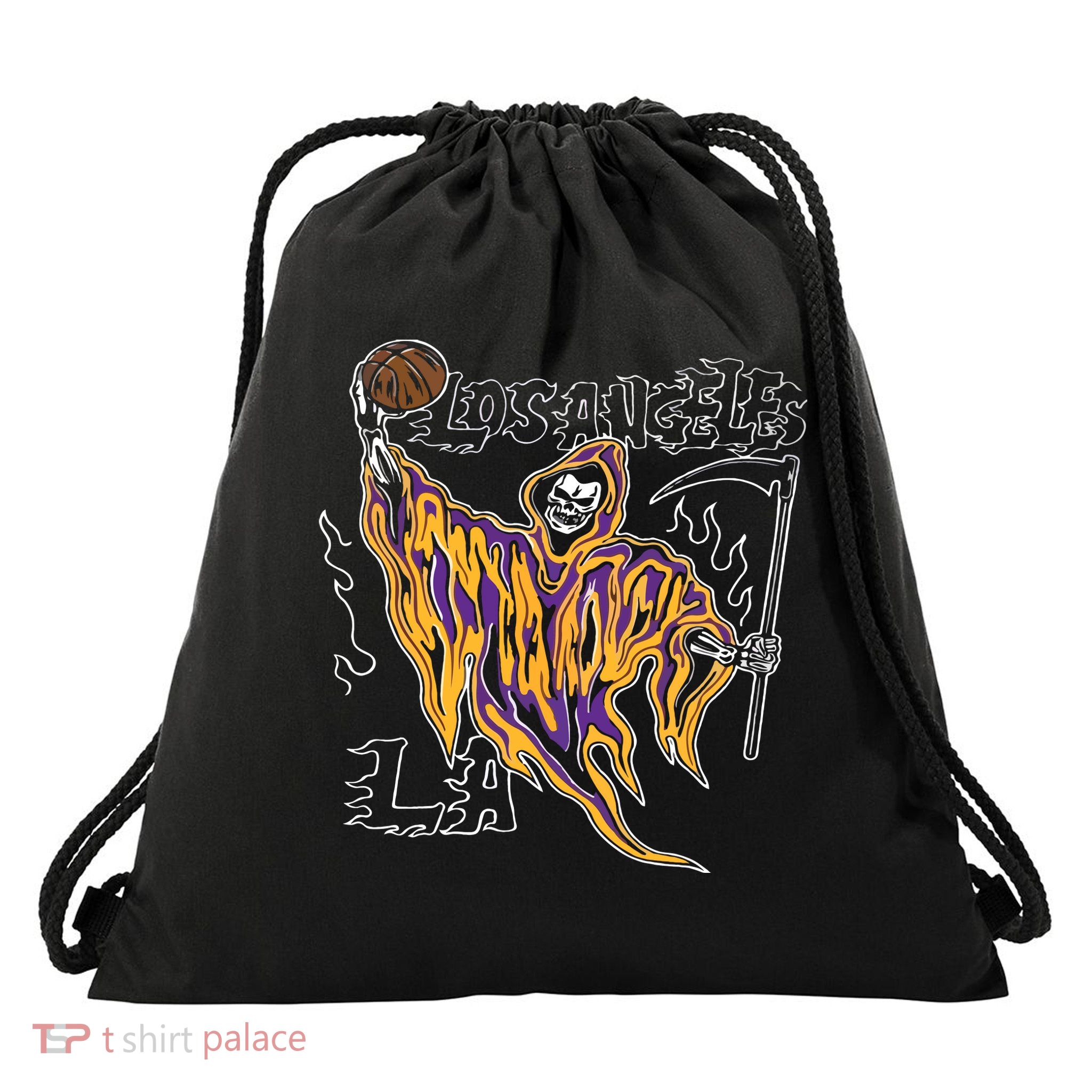 Los Angeles Basketball Player Drawstring Bag