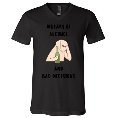 LMPZTEEZAlcohol And Bad Decisions V-Neck T-Shirt
