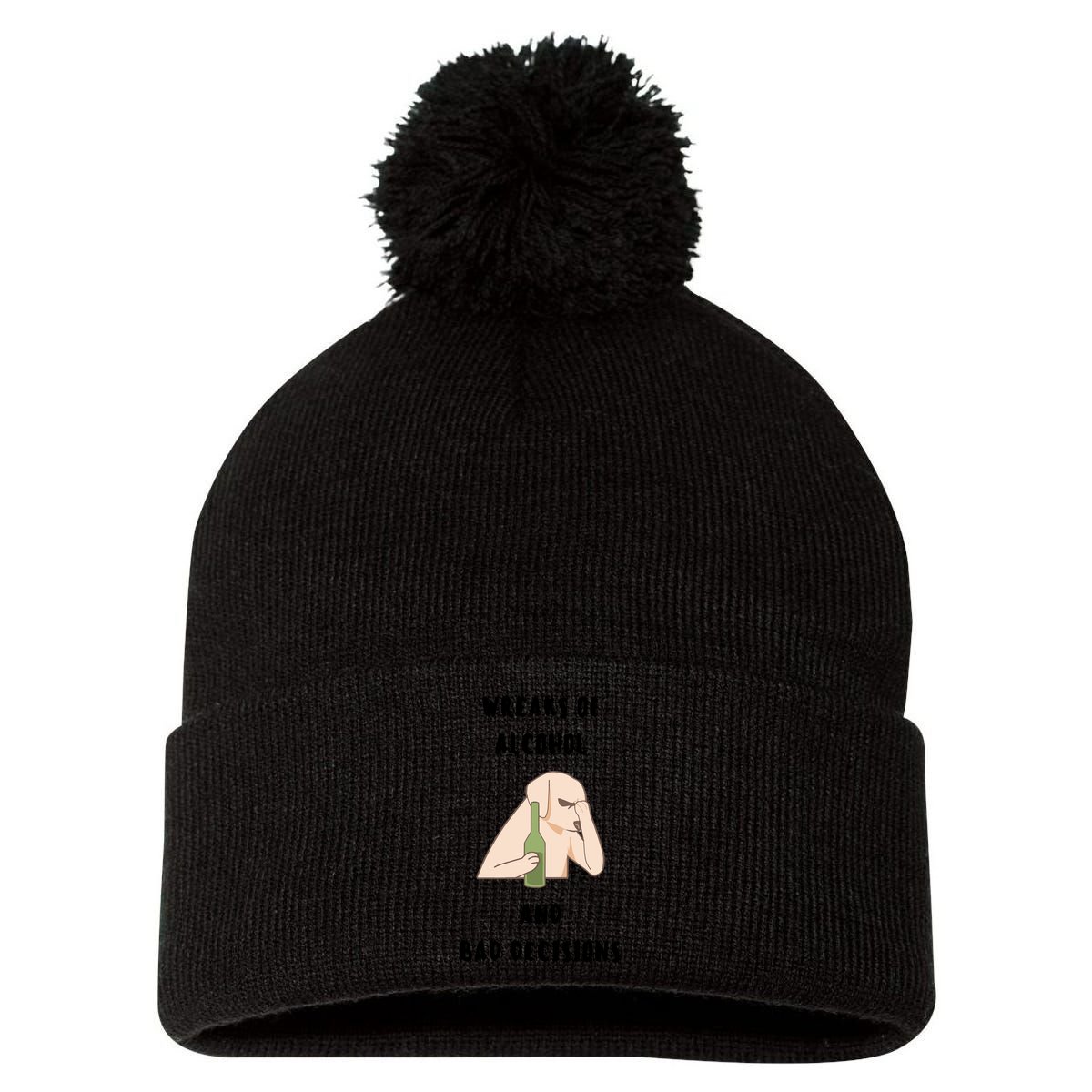 LMPZTEEZAlcohol And Bad Decisions Pom Pom 12in Knit Beanie