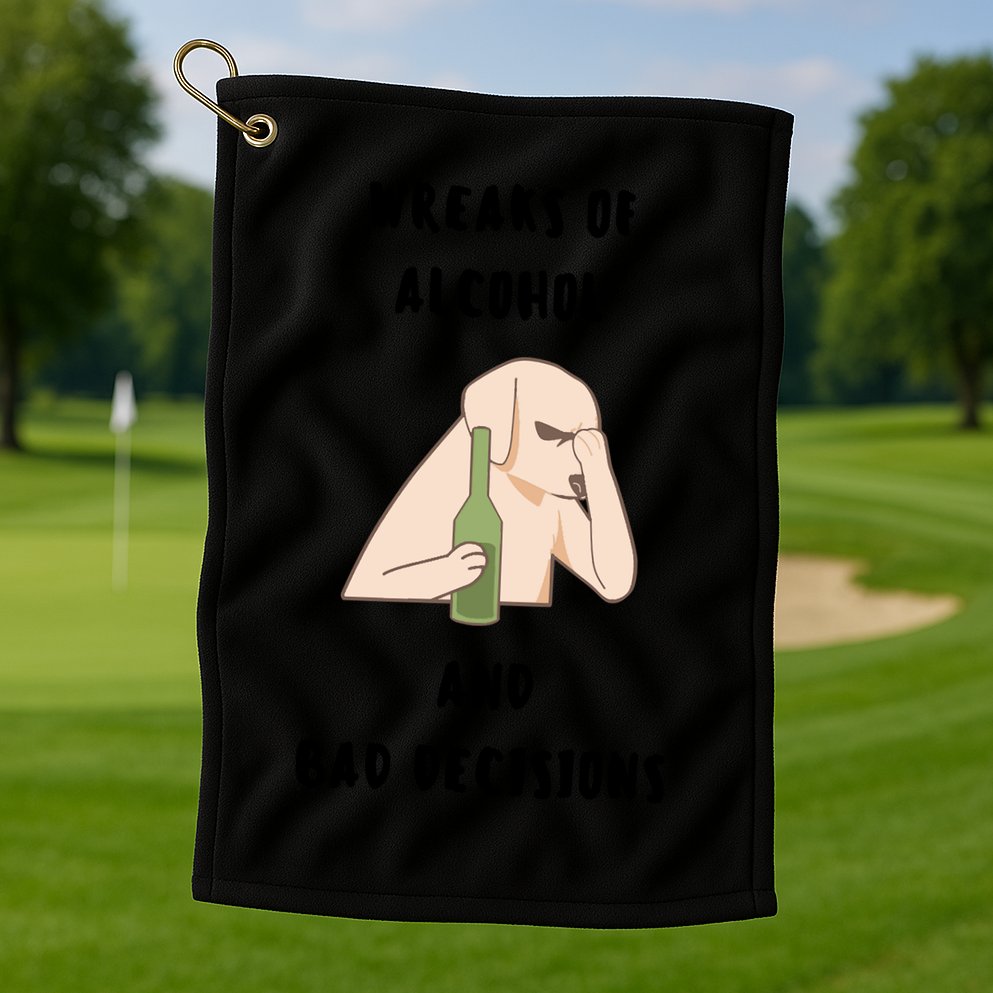 LMPZTEEZAlcohol And Bad Decisions Golf Towel