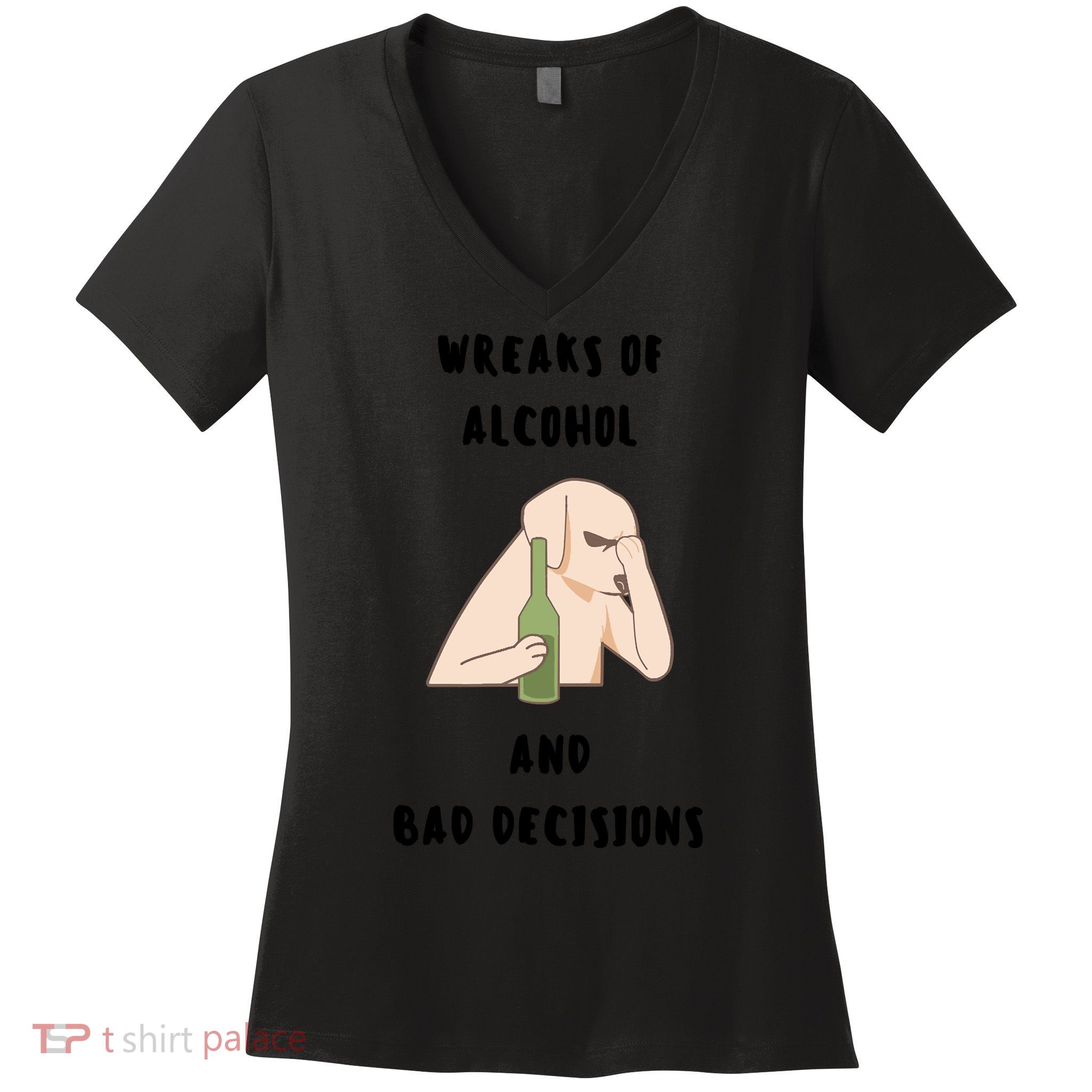 LMPZTEEZAlcohol And Bad Decisions Women's V-Neck T-Shirt