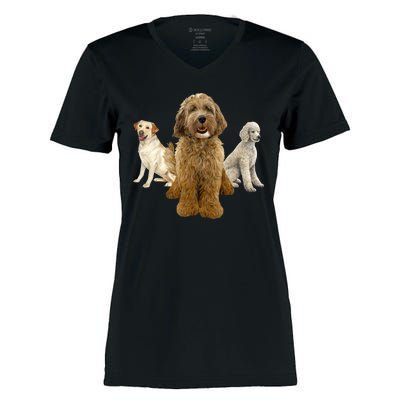 Labradoodle Trio Women's Momentum V-Neck T-Shirt