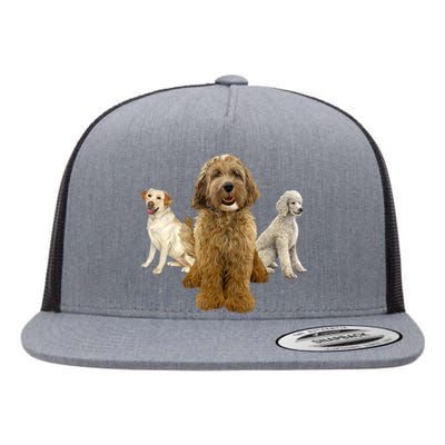 Labradoodle Trio Flat Bill Trucker Hat