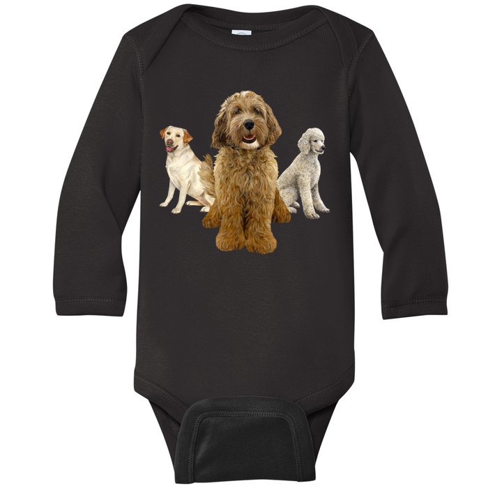 Labradoodle Trio Baby Long Sleeve Bodysuit