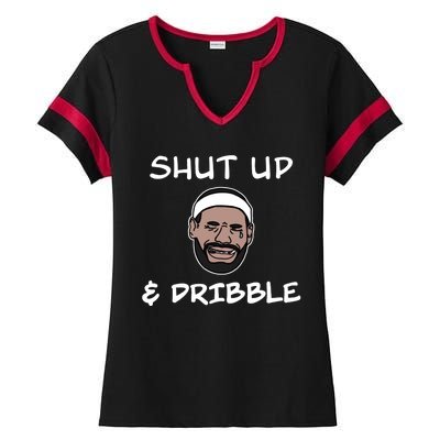 Labron Crying Shut Up And Dribble Ladies Halftime Notch Neck Tee