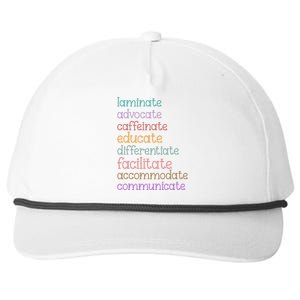 Laminate Advocate Caffeinate Educate Sped Special Education Snapback Five-Panel Rope Hat