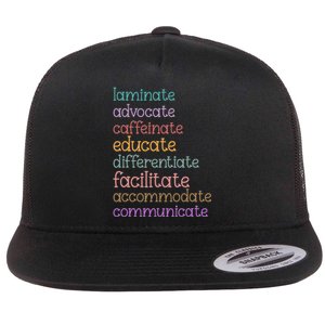 Laminate Advocate Caffeinate Educate Sped Special Education Flat Bill Trucker Hat