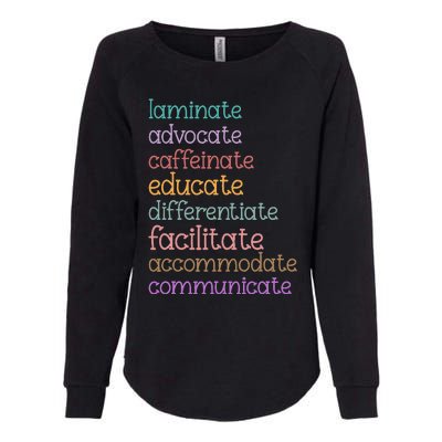 Laminate Advocate Caffeinate Educate Sped Special Education Womens California Wash Sweatshirt