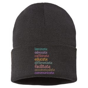 Laminate Advocate Caffeinate Educate Sped Special Education Sustainable Knit Beanie