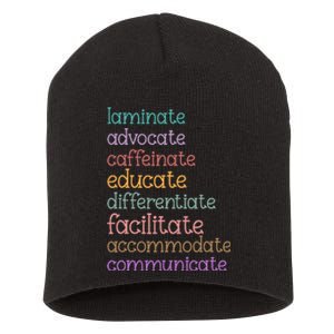 Laminate Advocate Caffeinate Educate Sped Special Education Short Acrylic Beanie