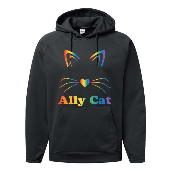 LGBTQ + Ally Cat LGBTQ Ally Cat Pride Performance Fleece Hoodie