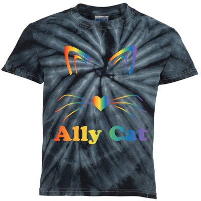 LGBTQ + Ally Cat LGBTQ Ally Cat Pride Kids Tie-Dye T-Shirt