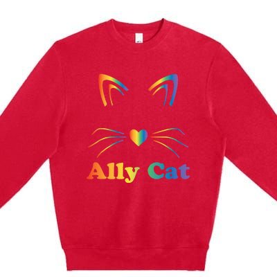 LGBTQ + Ally Cat LGBTQ Ally Cat Pride Premium Crewneck Sweatshirt