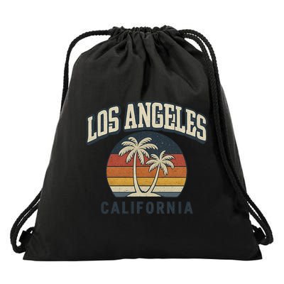 Los Angeles California Retro Drawstring Bag