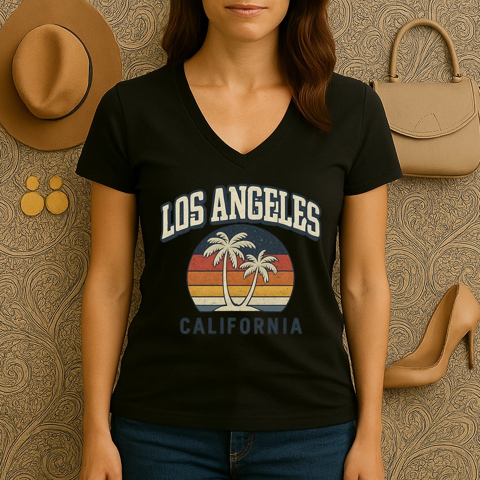 Los Angeles California Retro Women's V-Neck T-Shirt