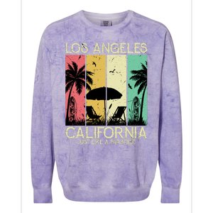 Los Angeles California Just Like A Paradise Retro Colorblast Crewneck Sweatshirt