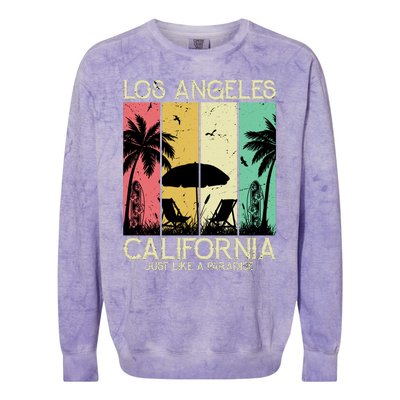 Los Angeles California Just Like A Paradise Retro Colorblast Crewneck Sweatshirt