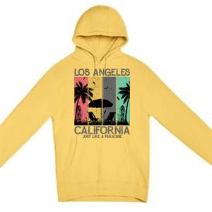 Los Angeles California Just Like A Paradise Retro Premium Pullover Hoodie