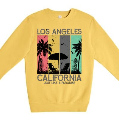 Los Angeles California Just Like A Paradise Retro Premium Crewneck Sweatshirt