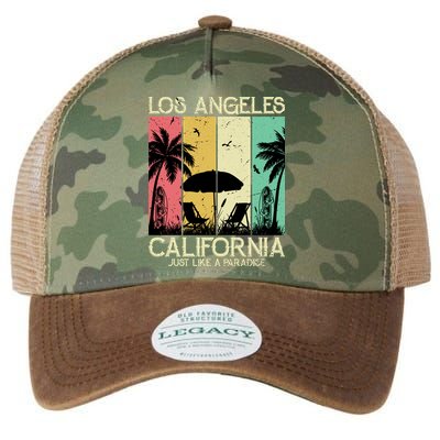 Los Angeles California Just Like A Paradise Retro Legacy Tie Dye Trucker Hat